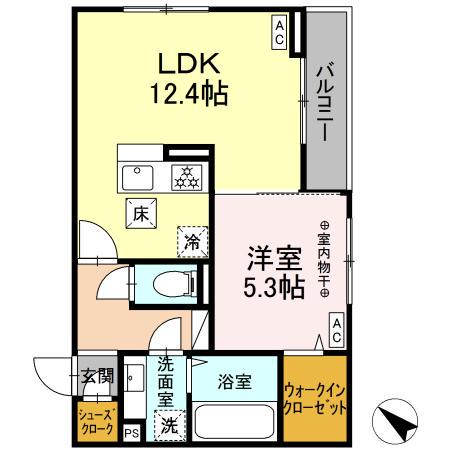 DーROOM泉崎Ⅰ(1LDK/1階)の間取り写真