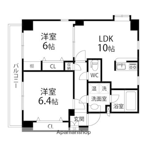 PEACEFUL(2LDK/7階)の間取り写真