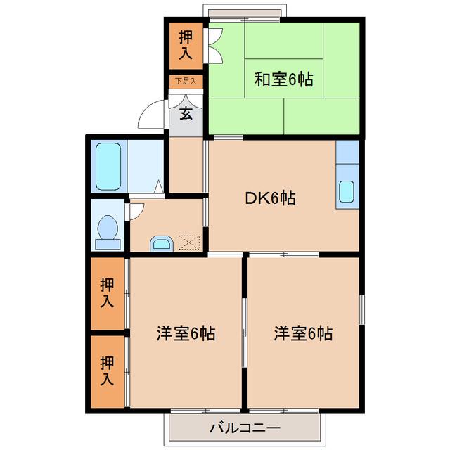 エヤナ蔵Ⅰ(3DK/1階)の間取り写真