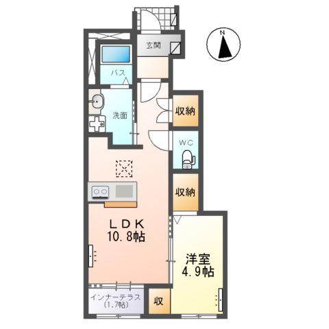 トータスV(1LDK/1階)の間取り写真