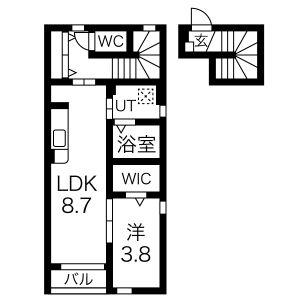 飯野坂BASE(1LDK/2階)の間取り写真