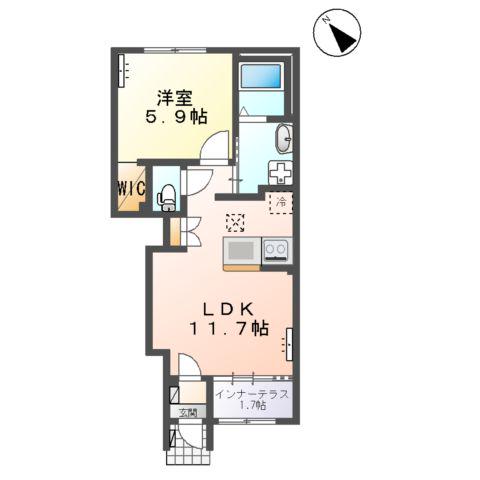 フォレストサイド(1LDK/1階)の間取り写真