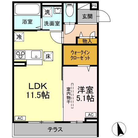 エルタスコート成田町(1LDK/1階)の間取り写真