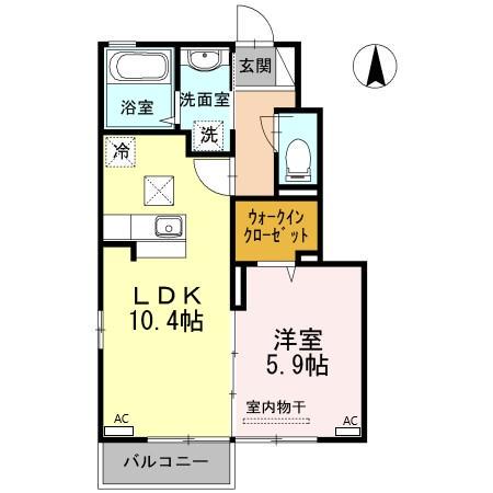 ライズ南仙台 A(1LDK/1階)の間取り写真