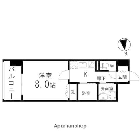 ディークレスト太子堂駅前イースト(1K/6階)の間取り写真