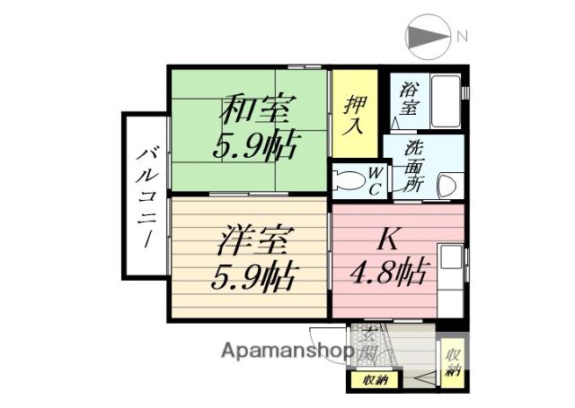 フォーレス赤坂B(2K/2階)の間取り写真