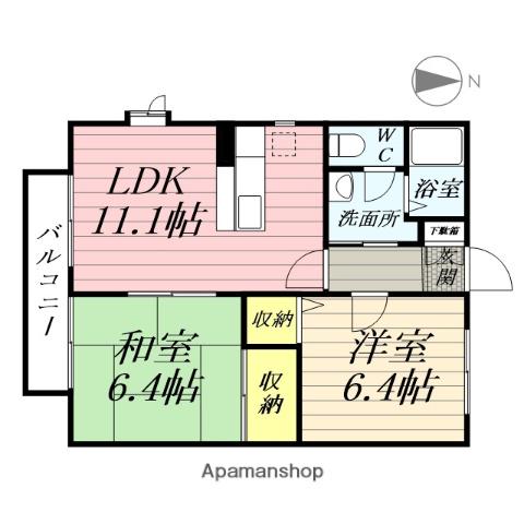 ハイブリッジコートⅡ(2LDK/1階)の間取り写真