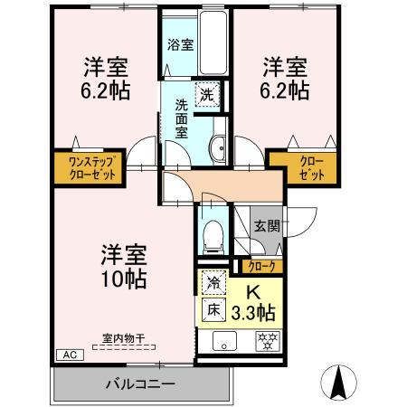 RE・EARTHの杜 やま(3K/1階)の間取り写真