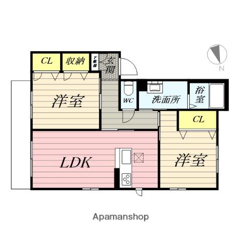 エクセルコート名取(2LDK/1階)の間取り写真