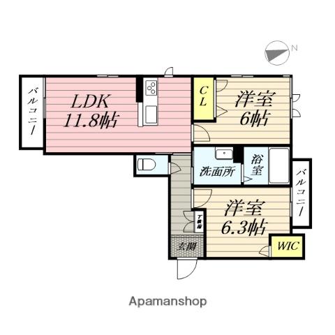 ベレオ トライスター(2LDK/2階)の間取り写真