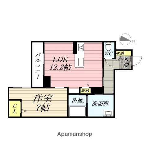 ベレオ花京院(1LDK/2階)の間取り写真