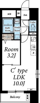 サンライズ本町(1LDK/9階)の間取り写真