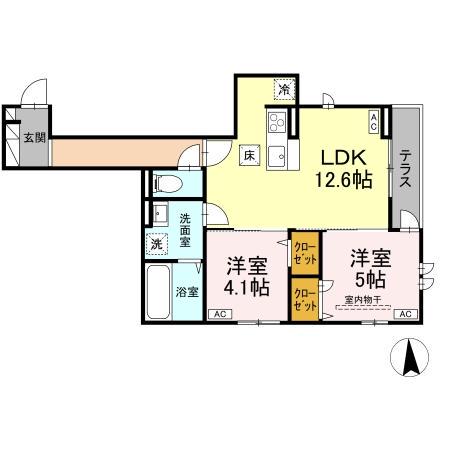 D-ROOM荒井一丁目(2LDK/1階)の間取り写真