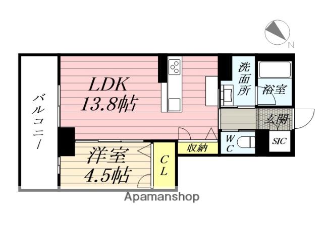 CLASSEUM連坊Ⅱ(1LDK/4階)の間取り写真