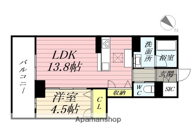 CLASSEUM連坊Ⅱ(1LDK/1階)の間取り写真