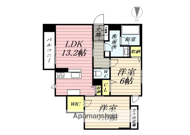 CALMIER河原町(2LDK/2階)の間取り写真