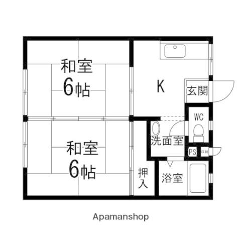 伊藤ハイツ(2DK/1階)の間取り写真