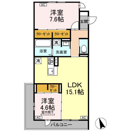 FORENA荒井(2LDK/2階)の間取り写真