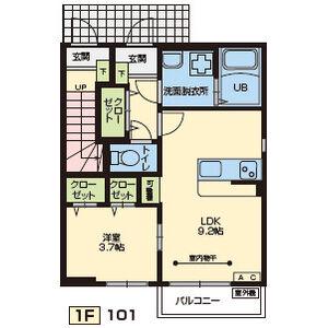 プランドール雷神(1LDK/1階)の間取り写真