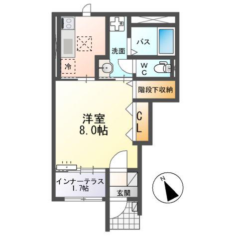 アーバンスカイM(1K/1階)の間取り写真