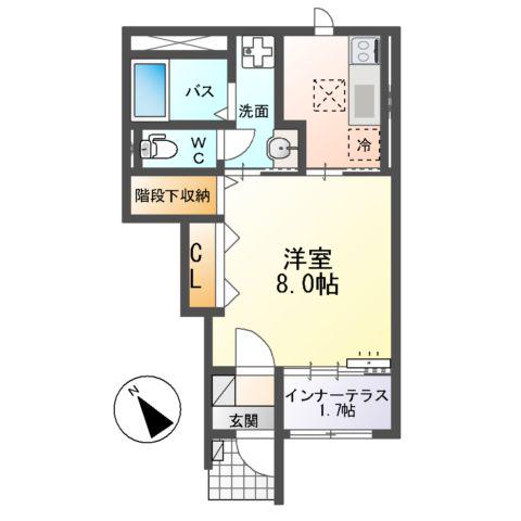 アーバンスカイM(1K/1階)の間取り写真