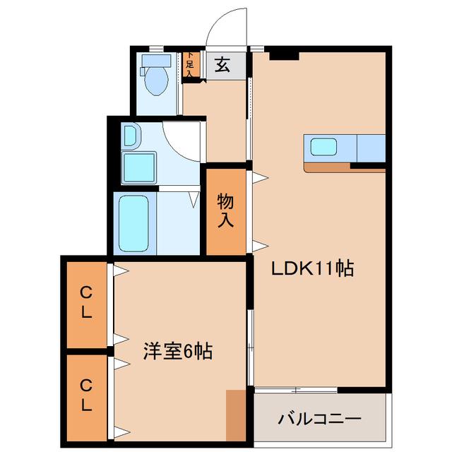アミューズSE(1LDK/1階)の間取り写真