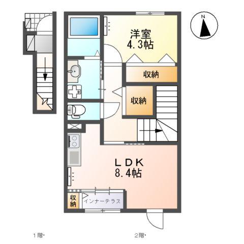 SHANGRI-LA(1LDK/2階)の間取り写真