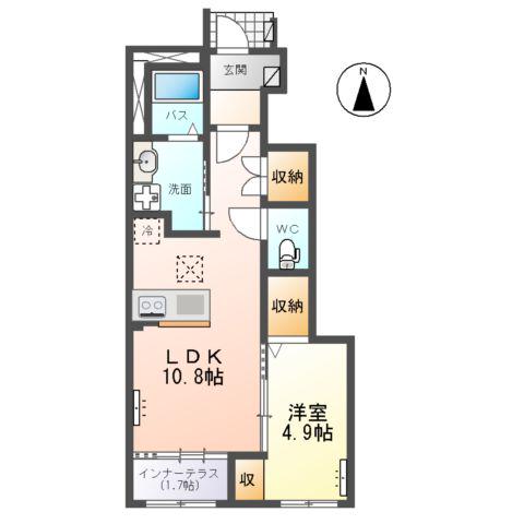 沖野3丁目アパート(1LDK/1階)の間取り写真