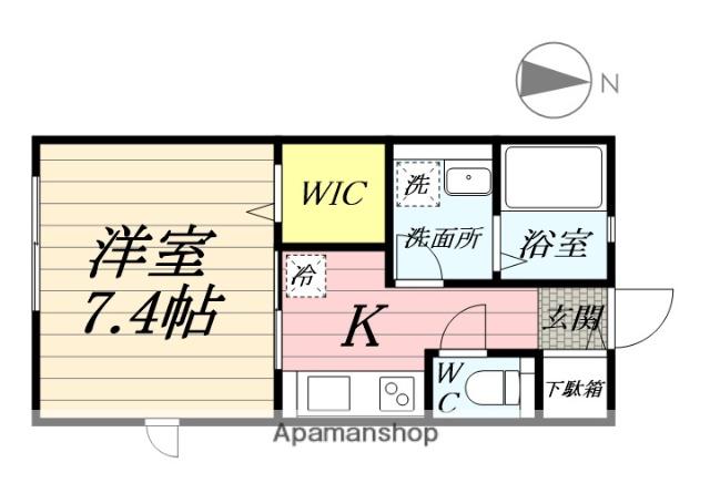 ボナール六丁の目(1K/2階)の間取り写真