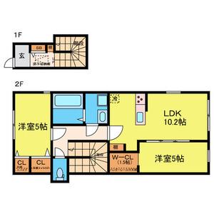 LARA向山(2LDK/2階)の間取り写真