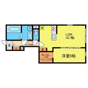 LARA向山(1LDK/1階)の間取り写真