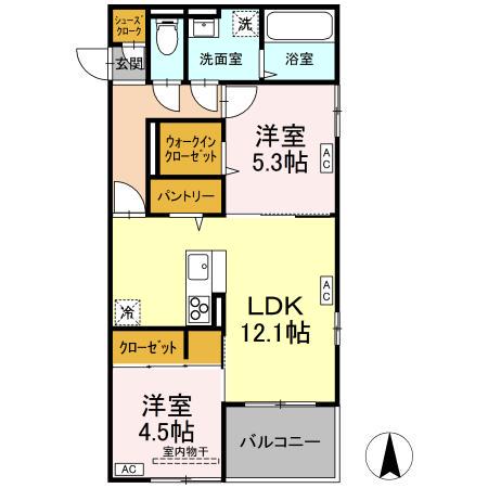 D-ROOM七曲I(2LDK/2階)の間取り写真