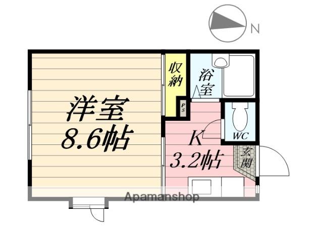 アルコットB(1K/1階)の間取り写真