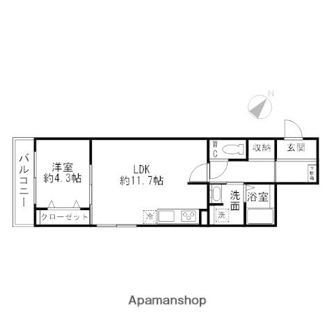 MOCXION成田町(1LDK/2階)の間取り写真