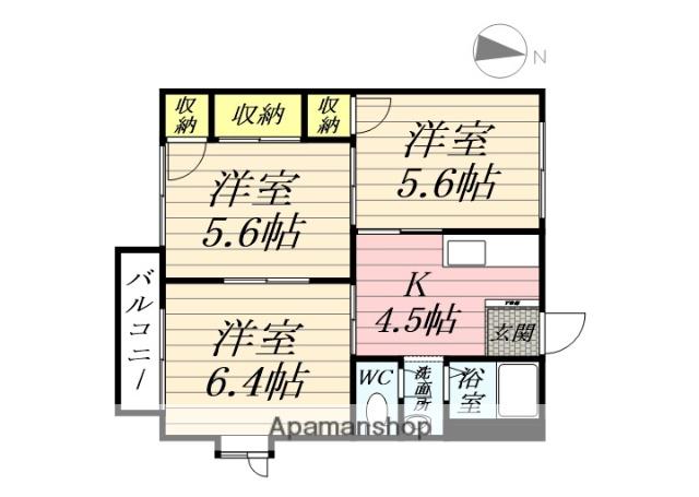 レイクブリッジタケユウ(3K/2階)の間取り写真