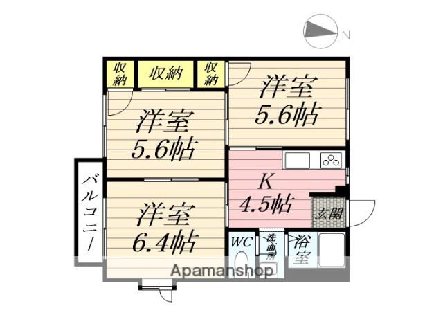 レイクブリッジタケヤス(3K/2階)の間取り写真