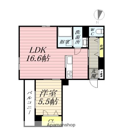 LA河原町(1LDK/2階)の間取り写真