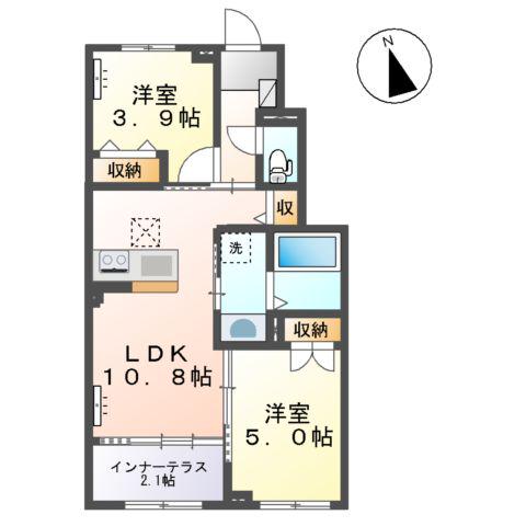 コンフォースS(2LDK/1階)の間取り写真
