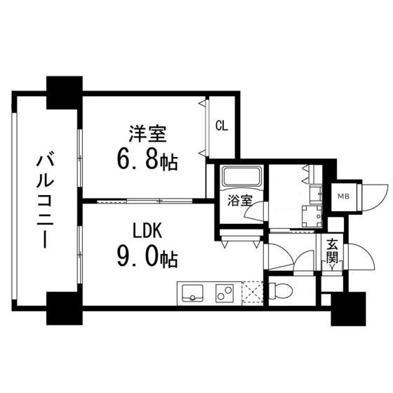 GRANDIA卸町(1LDK/11階)の間取り写真