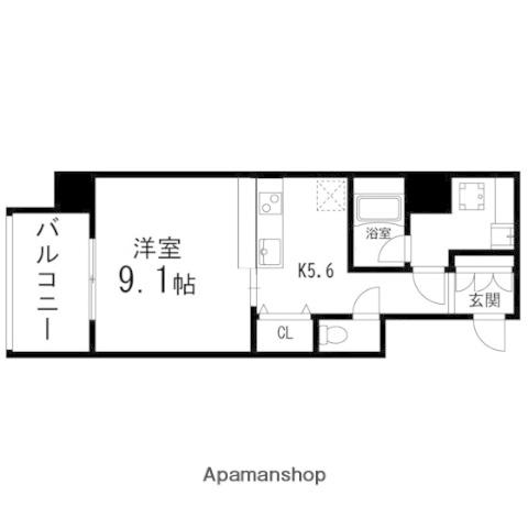 GRANDIA卸町(1K/3階)の間取り写真