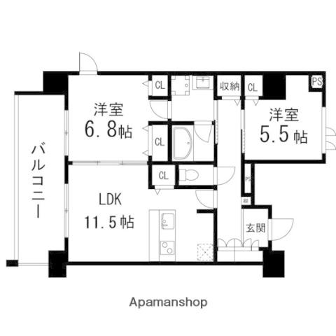 GRANDIA卸町(2LDK/12階)の間取り写真