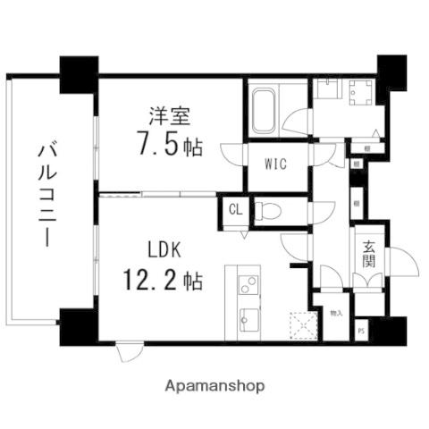 GRANDIA卸町(1LDK/12階)の間取り写真