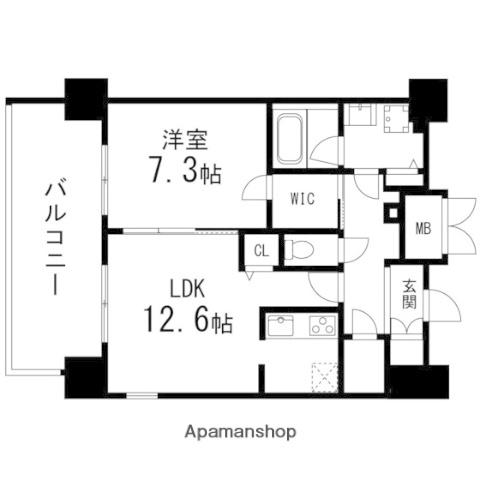 GRANDIA卸町(1LDK/13階)の間取り写真