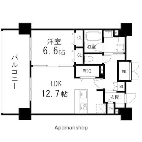 GRANDIA卸町(1LDK/13階)の間取り写真