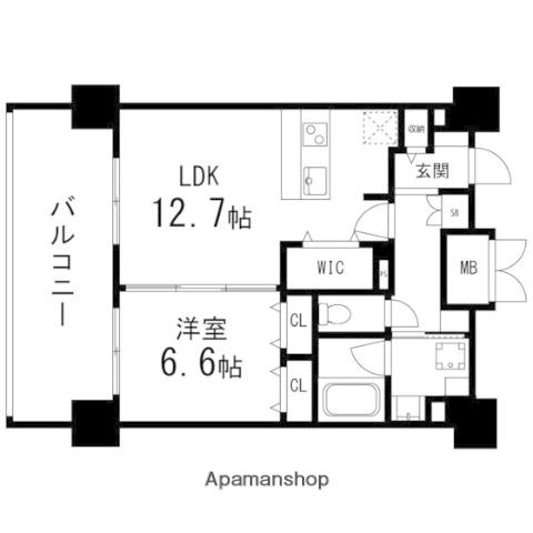 GRANDIA卸町(1LDK/13階)の間取り写真