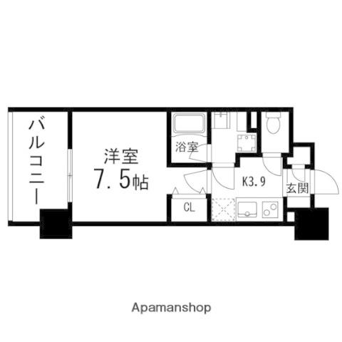 GRANDIA卸町(1K/6階)の間取り写真