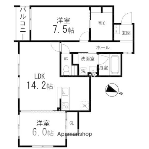 CROCCHIO仙台東(2LDK/1階)の間取り写真