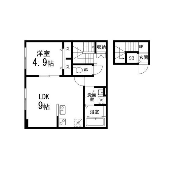 LIVEⅤ(1LDK/2階)の間取り写真