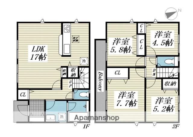 東北本線 南仙台駅 バス乗車時間：18分 四郎丸東市営住宅前バス停で下車 徒歩14分 2階建 築1年(4LDK)の間取り写真