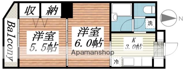 リッツコート宮町(2K/3階)の間取り写真